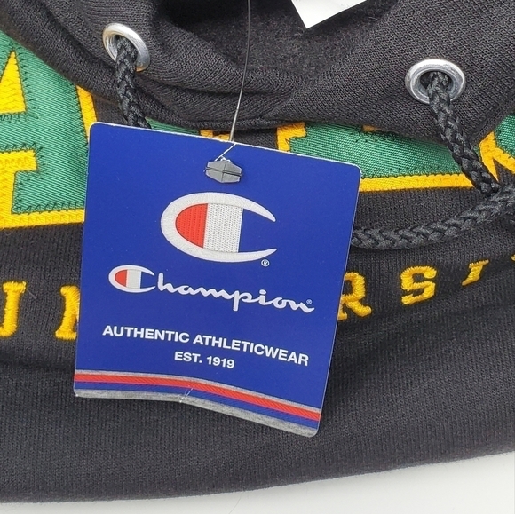 NWT CHAMPION BAYLOR UNIVERSITY BLACK HOODIE SWEATSHIRT UNISEX SMALL GREEN YELLOW - Picture 12 of 13